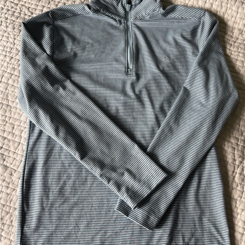 Vineyard Vines Blue Striped Saltwater Quarter Zip Long Sleeve Pullover - Boys M